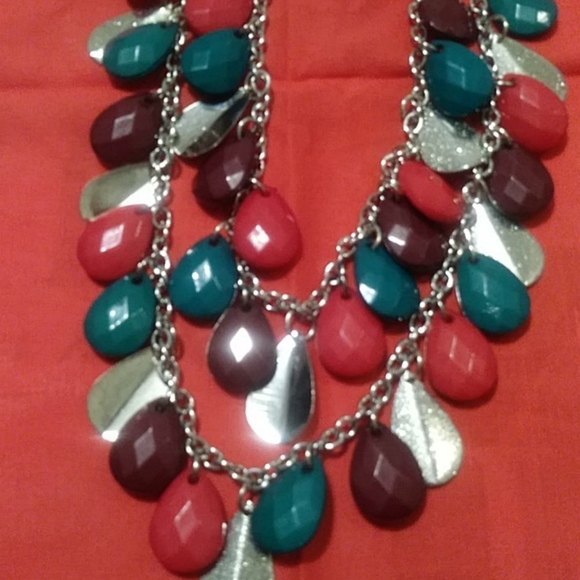 🔥 Sale🔥double silver chain necklace earring set - Picture 4 of 5